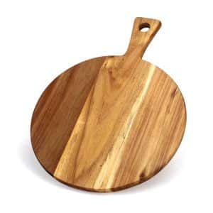 Circular Acacia Wood Cutting Board with Handle