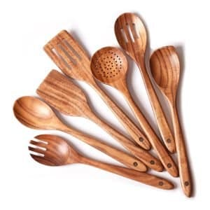 13-inch Natural Teak Wooden Kitchen Utensil Set (7 Pcs)