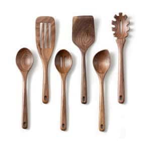 Set of 6 Natural Walnut Wooden Kitchen Utensil (12 inch)
